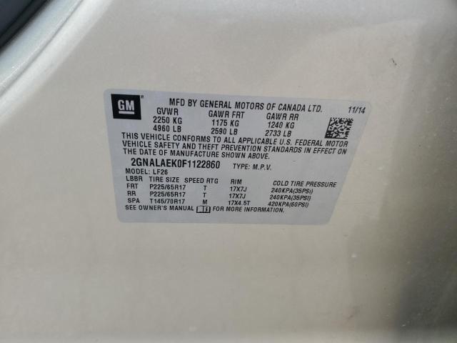 2GNALAEK0F1122860 - 2015 CHEVROLET EQUINOX LS BEIGE photo 13