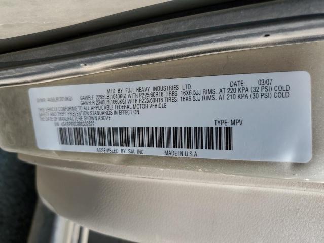 4S4BP60C886302822 - 2008 SUBARU OUTBACK TAN photo 12