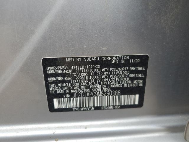 JF2GTAPC9M8290386 - 2021 SUBARU CROSSTREK PREMIUM ვერცხლისფერი ფოტო 12