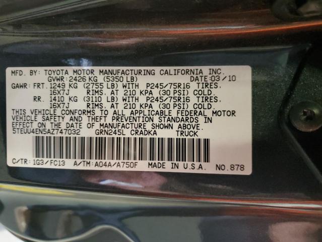 5TEUU4EN5AZ747032 - 2010 TOYOTA TACOMA ACCESS CAB 灰色 照片 12