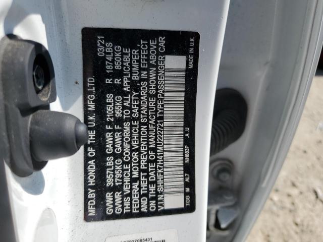 SHHFK7H41MU222721 - 2021 HONDA CIVIC SPORT 白色 照片 12