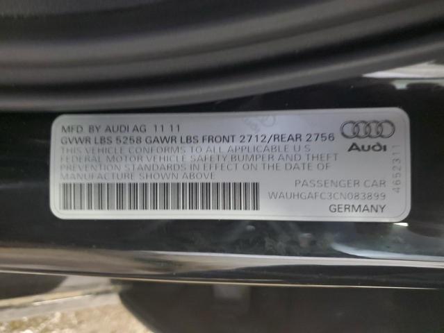 WAUHGAFC3CN083899 - 2012 AUDI A6 PRESTIGE შავი ფოტო 12