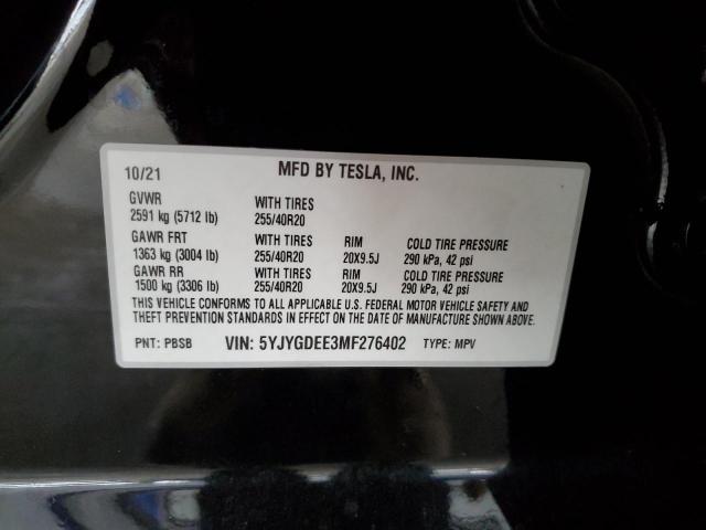 5YJYGDEE3MF276402 - 2021 TESLA MODEL Y Qara foto 12