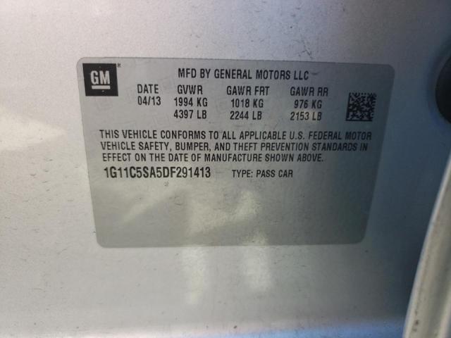 1G11C5SA5DF291413 - 2013 CHEVROLET MALIBU 1LT ვერცხლისფერი ფოტო 12