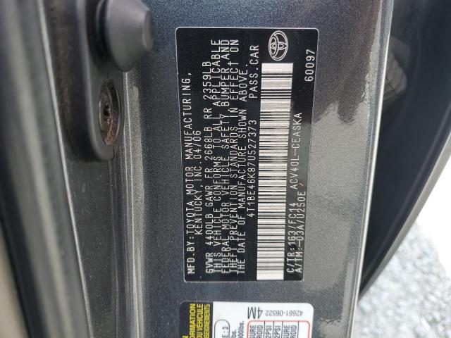 4T1BE46K87U527373 - 2007 TOYOTA CAMRY CE Сұр фото 12