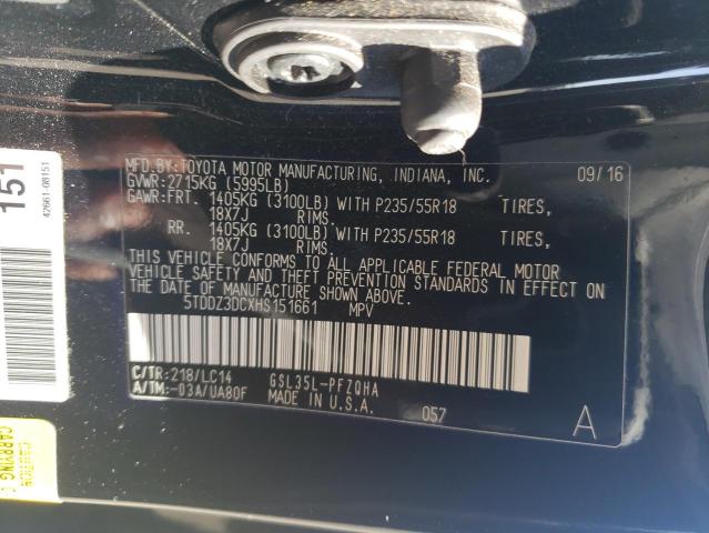 5TDDZ3DCXHS151661 - 2017 TOYOTA SIENNA XLE BLUE photo 13