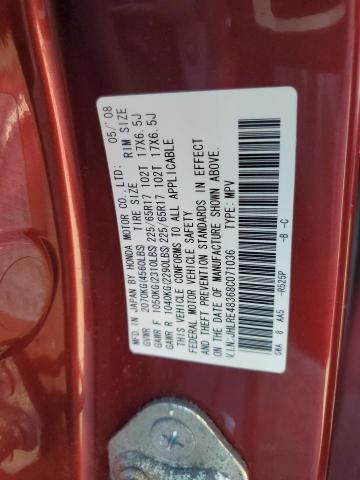 JHLRE48368C071036 - 2008 HONDA CR-V LX Rojo foto 14