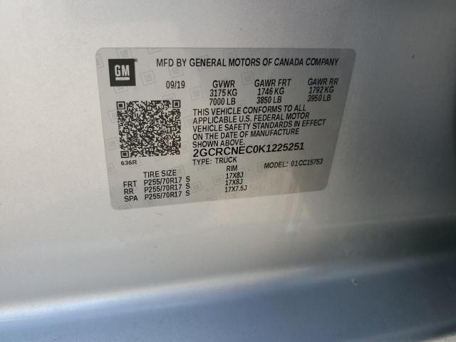 2GCRCNEC0K1225251 - 2019 CHEVROLET SILVERADO C1500 Argent photo 12