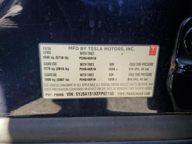 5YJSA1S1XEFP62150 - 2014 TESLA MODEL S ლურჯი ფოტო 12