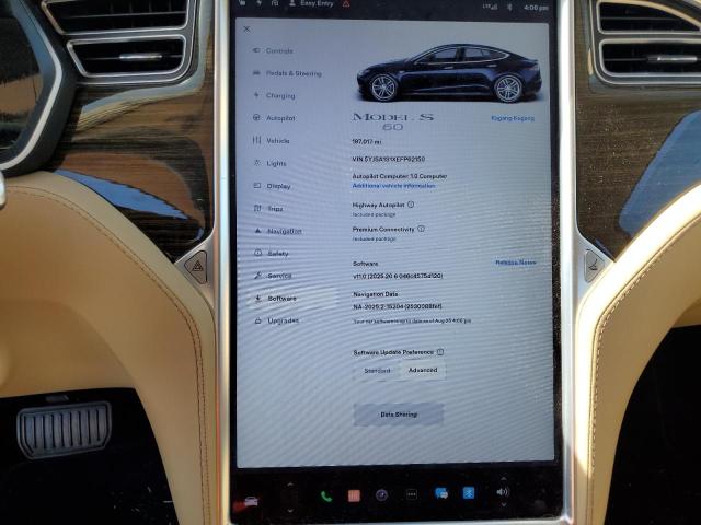 5YJSA1S1XEFP62150 - 2014 TESLA MODEL S ლურჯი ფოტო 9