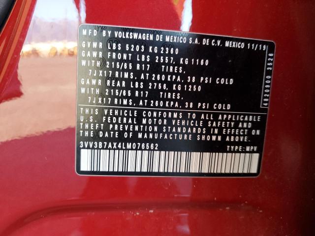 3VV3B7AX4LM076562 - 2020 VOLKSWAGEN TIGUAN SE Qırmızı foto 14