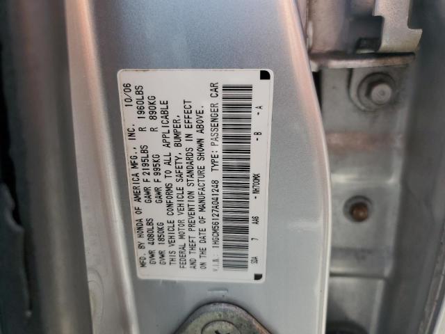 1HGCM56127A041248 - 2007 HONDA ACCORD VALUE SILVER photo 12