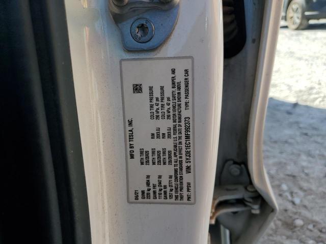 5YJ3E1EC1MF992373 - 2021 TESLA MODEL 3 WHITE photo 12