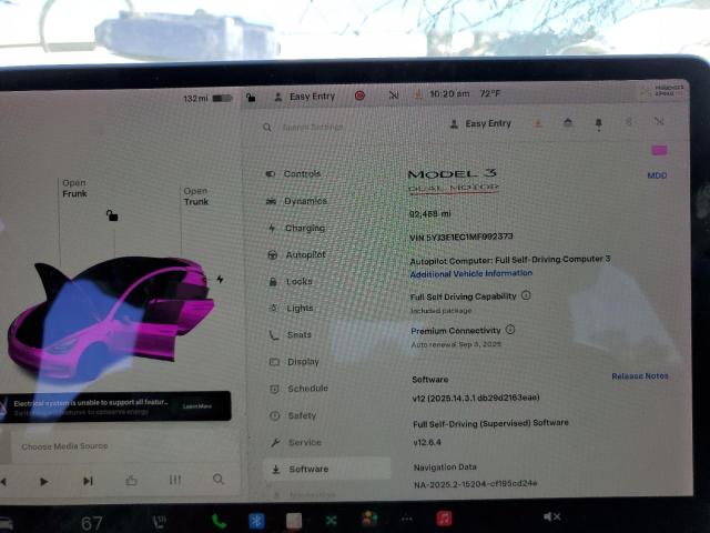 5YJ3E1EC1MF992373 - 2021 TESLA MODEL 3 WHITE photo 9