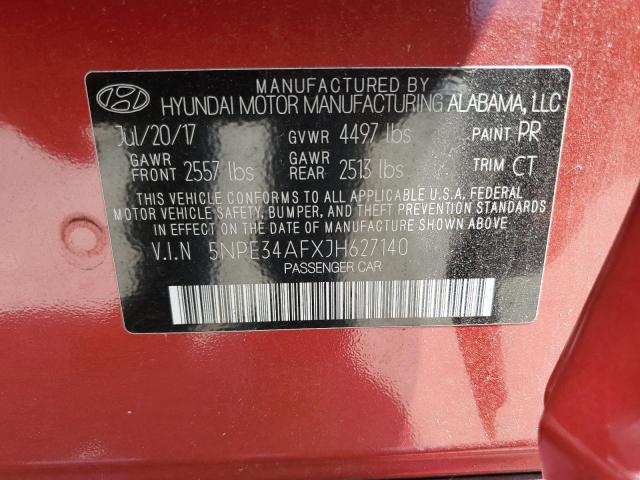 5NPE34AFXJH627140 - 2018 HYUNDAI SONATA SPORT Kırmızı fotoğraf 12