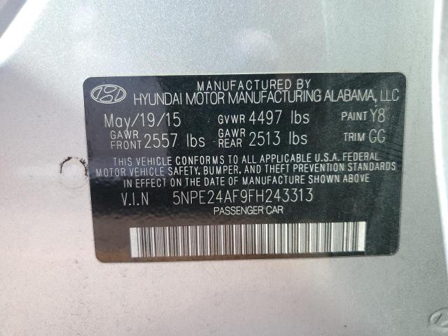 5NPE24AF9FH243313 - 2015 HYUNDAI SONATA SE SILVER photo 12