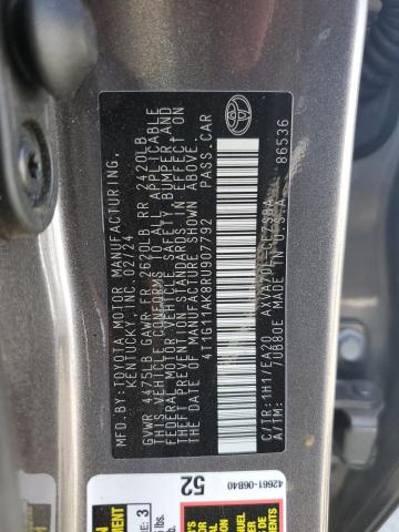 4T1G11AK8RU907792 - 2024 TOYOTA CAMRY SE NIGHT SHADE GRAY photo 12