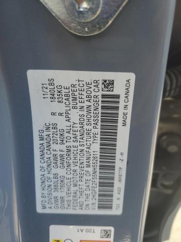 2HGFE2F55NH552611 - 2022 HONDA CIVIC SPORT Синий фото 12