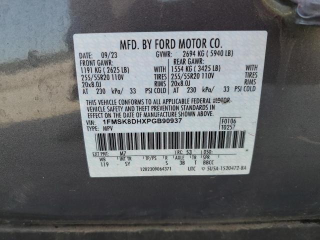 1FMSK8DHXPGB90937 - 2023 FORD EXPLORER XLT GRAY photo 13