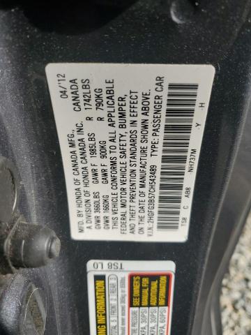 2HGFG3B57CH543489 - 2012 HONDA CIVIC LX Grafit foto 12