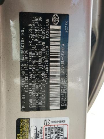 4T1BE46K47U582208 - 2007 TOYOTA CAMRY CE GOLD photo 13