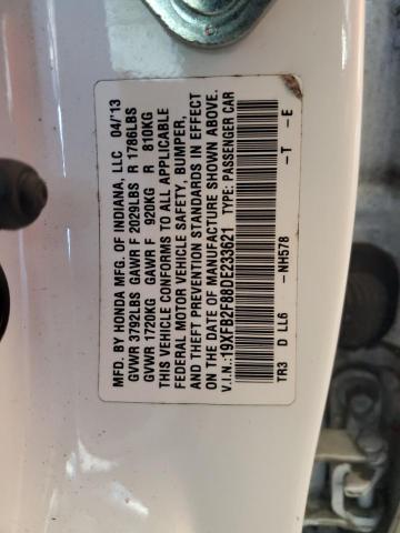 19XFB2F88DE233621 - 2013 HONDA CIVIC EX WHITE photo 12