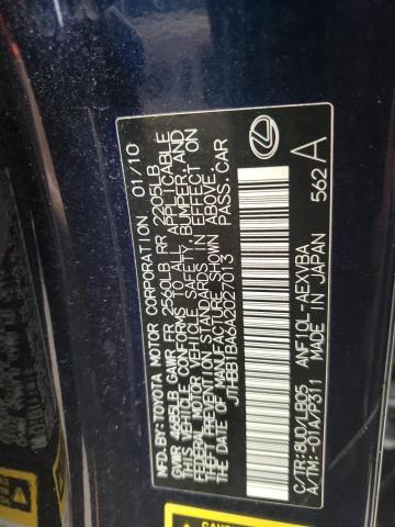 JTHBB1BA6A2027013 - 2010 LEXUS HS 250H BLUE photo 12