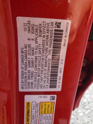 2HGFE2F50NH609720 - 2022 HONDA CIVIC SPORT წითელი ფოტო 12