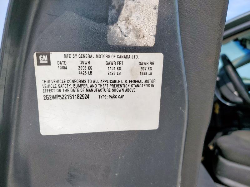 2G2WP522151182924 - 2005 PONTIAC GRAND PRIX ვერცხლისფერი ფოტო 12