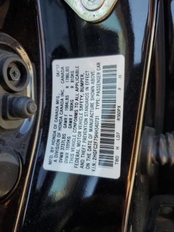 2HGFC2F75HH540731 - 2017 HONDA CIVIC EX PURPLE photo 12