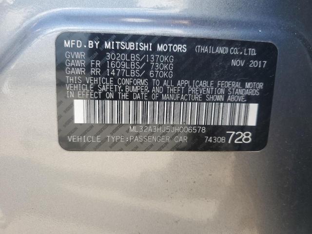 ML32A3HJ5JH006578 - 2018 MITSUBISHI MIRAGE ES Մոխրագույն լուսանկար 12