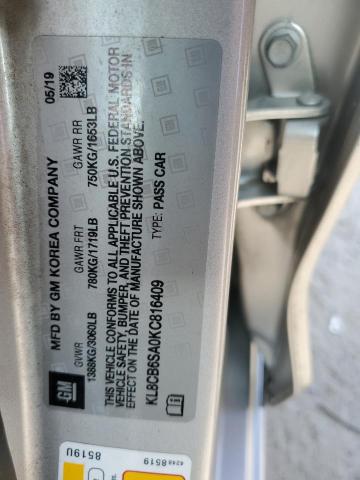 KL8CB6SA0KC816409 - 2019 CHEVROLET SPARK LS Gümüş foto 12