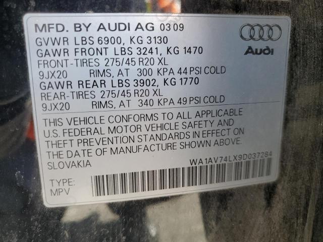 WA1AV74LX9D037284 - 2009 AUDI Q7 PRESTIGE BLACK photo 13