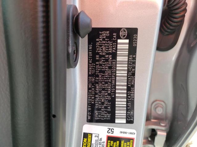 4T1G11AK6PU103083 - 2023 TOYOTA CAMRY SE NIGHT SHADE SILVER photo 12