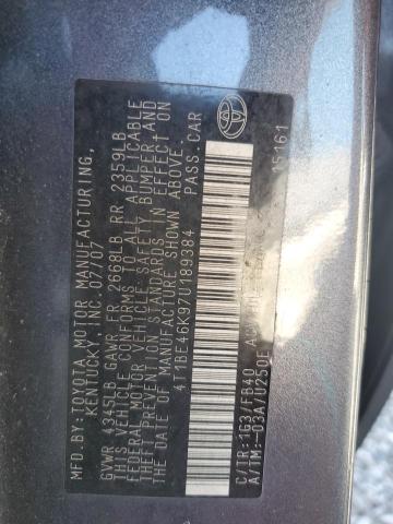 4T1BE46K97U189384 - 2007 TOYOTA CAMRY CE ნაცრისფერი ფოტო 13