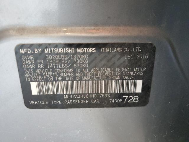 ML32A3HJ6HH017633 - 2017 MITSUBISHI MIRAGE ES GRAY photo 12