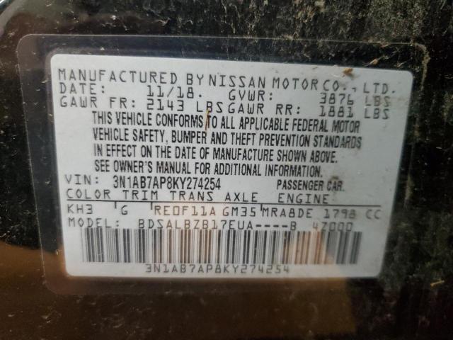 3N1AB7AP8KY274254 - 2019 NISSAN SENTRA S BLACK photo 13