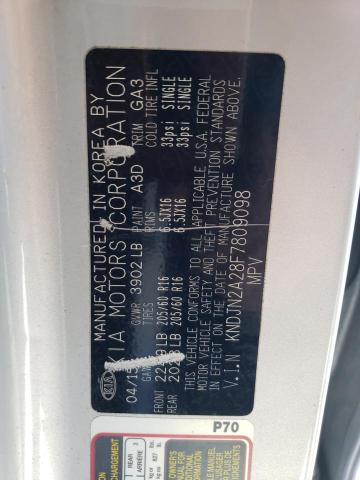 KNDJN2A28F7809098 - 2015 KIA SOUL SILVER photo 12