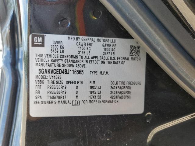 5GAKVCED4BJ116565 - 2011 BUICK ENCLAVE CXL GRAY photo 14