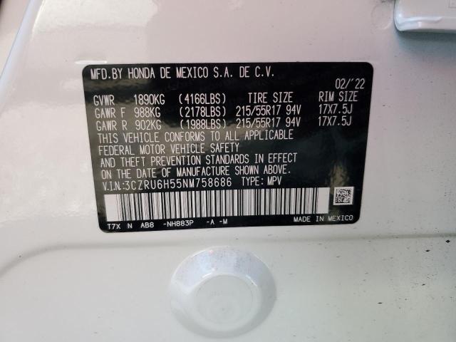 3CZRU6H55NM758686 - 2022 HONDA HR-V EX WHITE photo 14