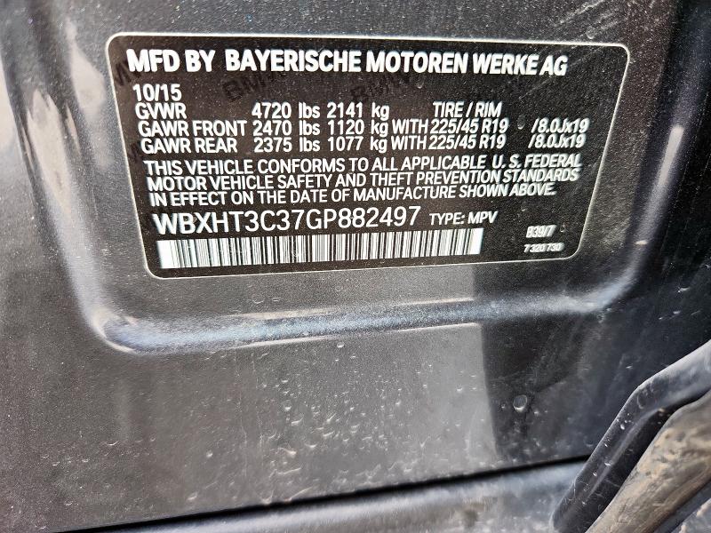 WBXHT3C37GP882497 - 2016 BMW X1 XDRIVE28I CHARCOAL photo 12