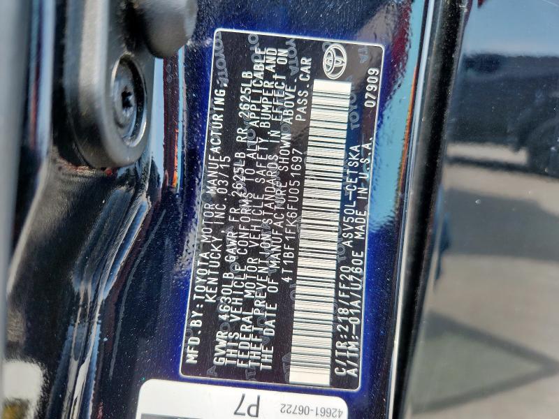 4T1BF1FK6FU051697 - 2015 TOYOTA CAMRY SE LE Czarny zdjęcie 13