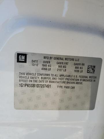 1G1PK5SB1D7207491 - 2013 CHEVROLET CRUZE LT WHITE photo 12