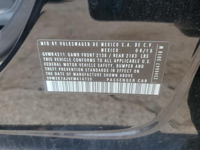 3VW2K7AJ0FM414739 - 2015 VOLKSWAGEN JETTA BASE BLACK photo 12