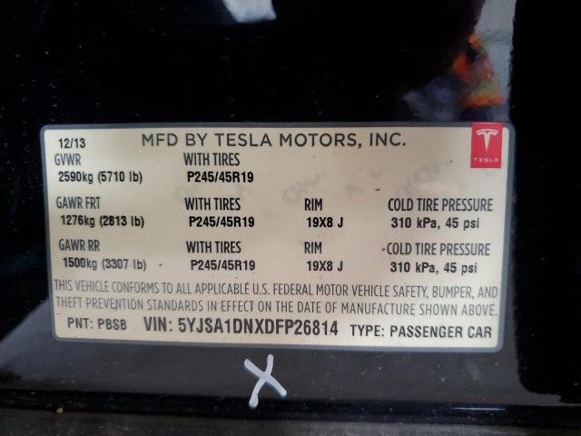 5YJSA1DNXDFP26814 - 2013 TESLA MODEL S Czarny zdjęcie 13