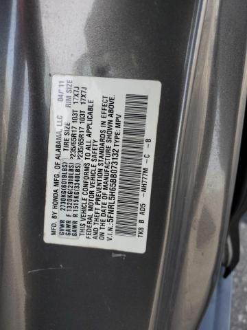 5FNRL5H65BB073132 - 2011 HONDA ODYSSEY EXL CHARCOAL photo 13