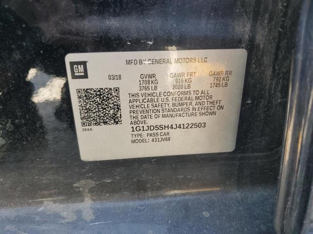 1G1JD5SH4J4122503 - 2018 CHEVROLET SONIC LT BLACK photo 12