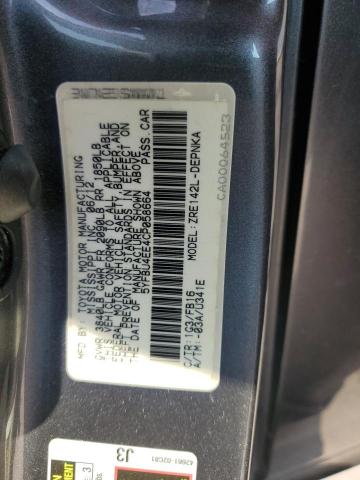 5YFBU4EE4CP058664 - 2012 TOYOTA COROLLA BASE Сірий фото 13