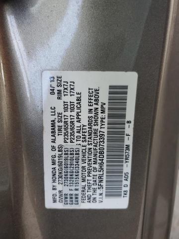 5FNRL5H64DB073397 - 2013 HONDA ODYSSEY EXL Qəhvəyi foto 12