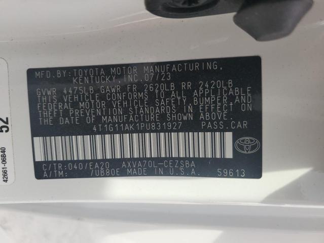4T1G11AK1PU831927 - 2023 TOYOTA CAMRY SE NIGHT SHADE WHITE photo 13